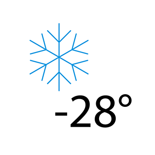 Funcţionare garantată până la -28 °C